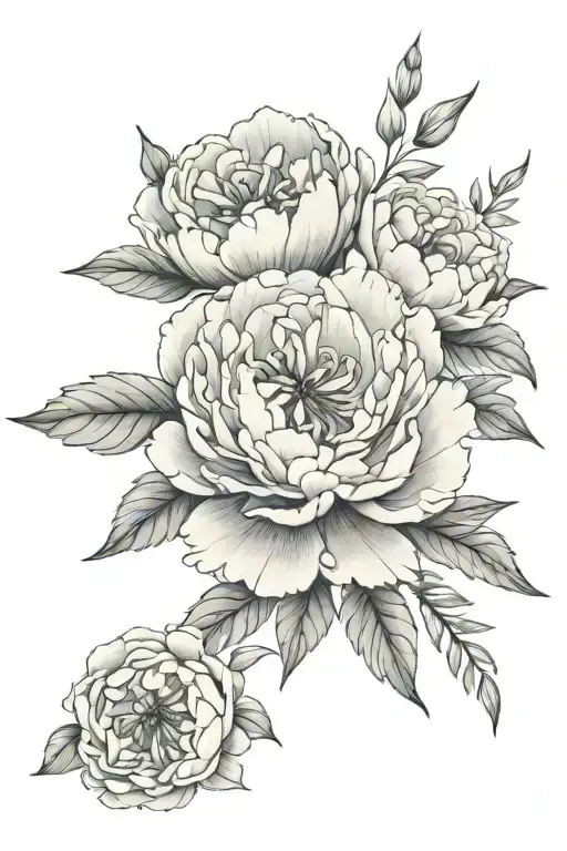 Roman Numerals With Peonies Flower