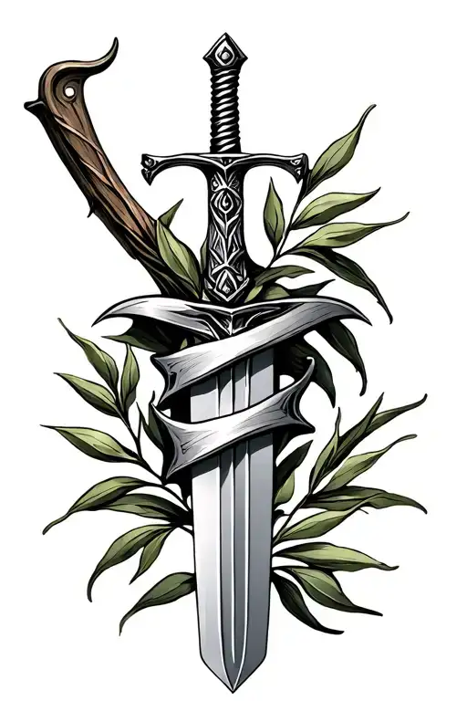 Olive Branch Wrapped With A Sword