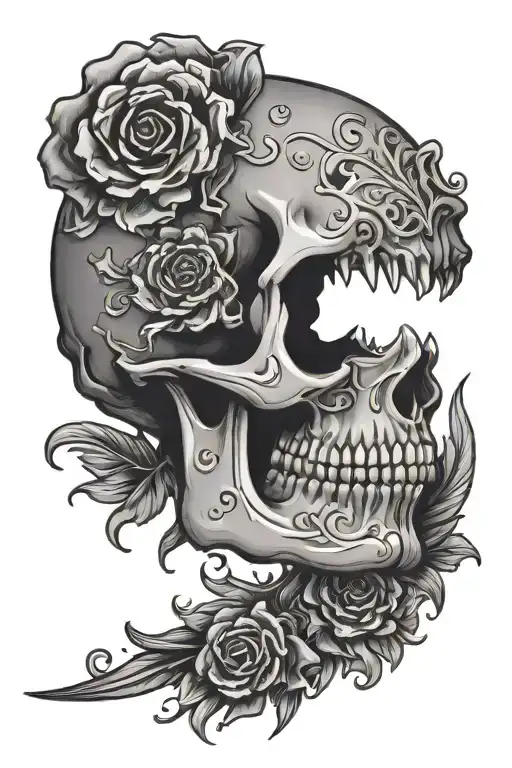 Sleep Token Logo With Teeth Jaw Skull And Floral Design
