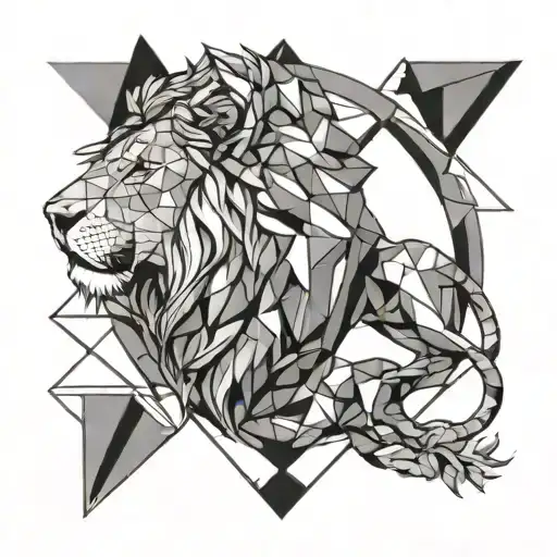 Lion And Geometric Design Incorporating