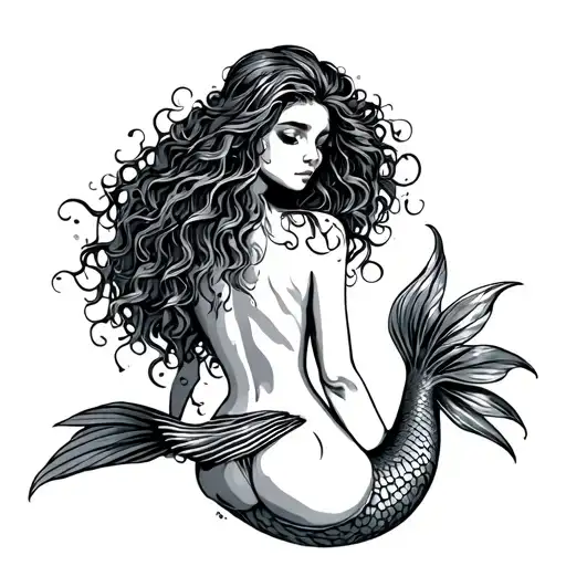 Sitting Mermaid Facing Backward