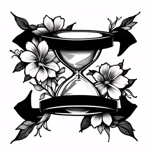 Hourglass And Flowers Blooming