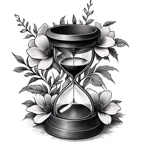 Hourglass And Flowers Intertwined