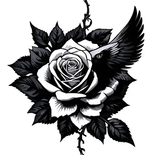 Raven And Rose Surrounded