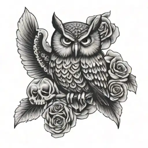 Owl On Skulls