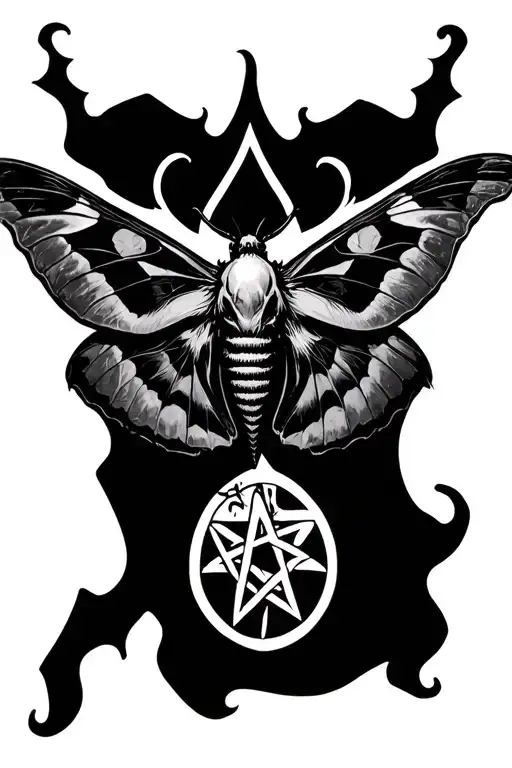 Death Moth With Pentagram Surrounded