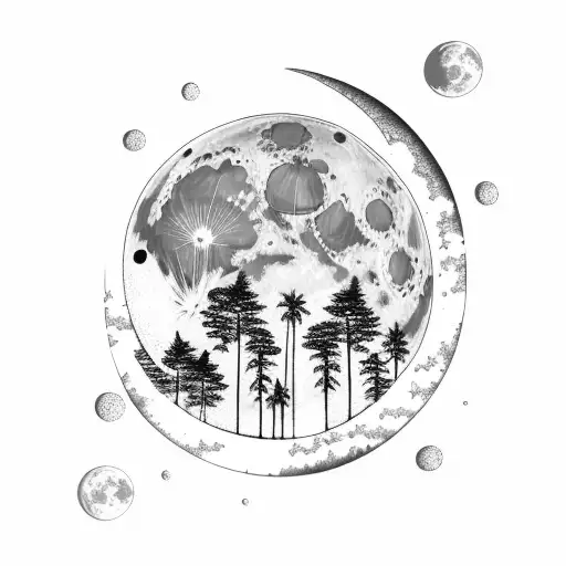 Moon Ocean Palmtrees