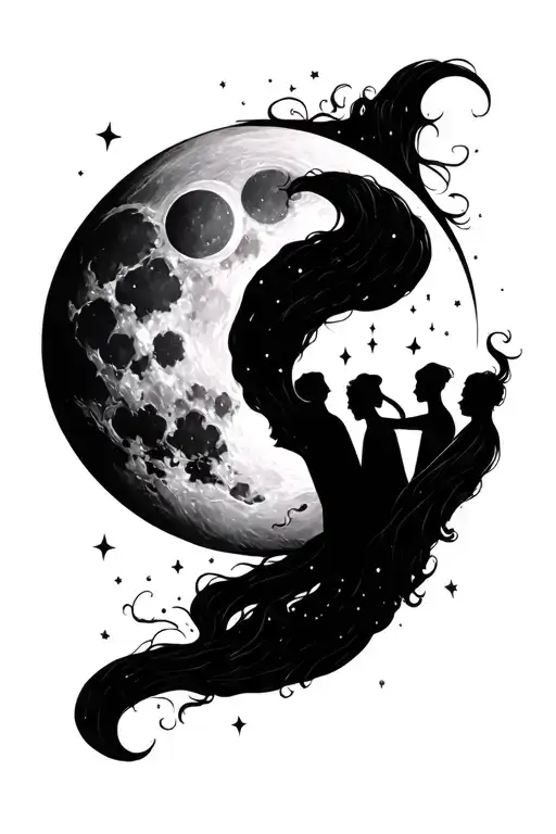 2 Boys 2 Girls Looking At Moon And Stars