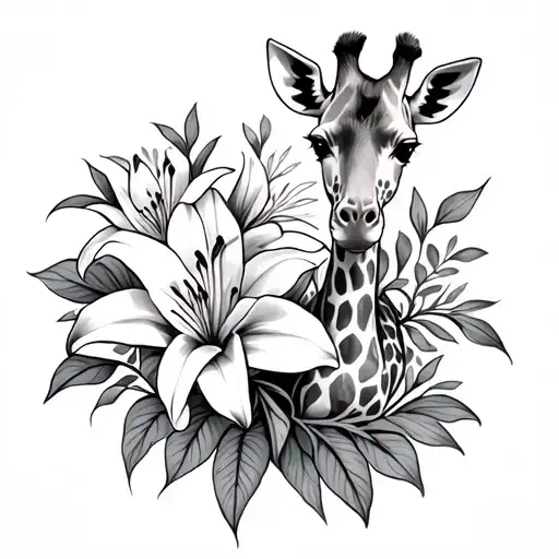 Baby Giraffe And Lily Flower Bouquet