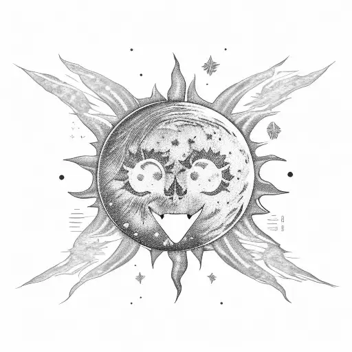 Moon Stars Sea Palmtrees Night