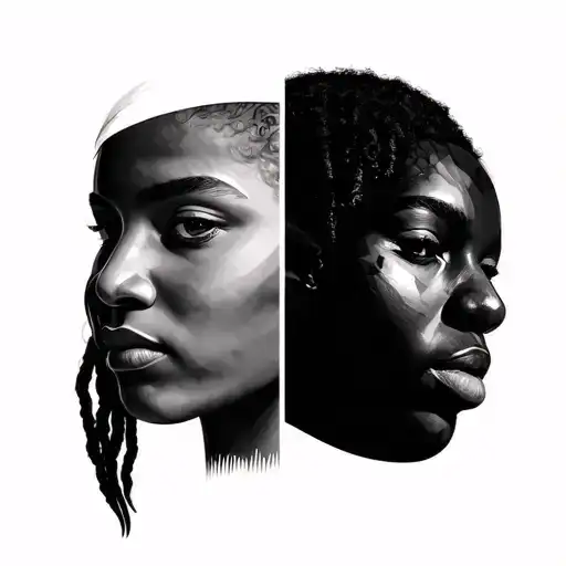 2 Half Faces Split African And Indian