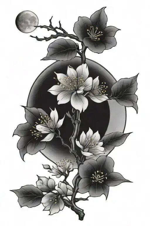 Moon And Cherry Blossom