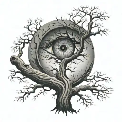 Tree With No Leaves With Eye In The Middle Of The Trunk
