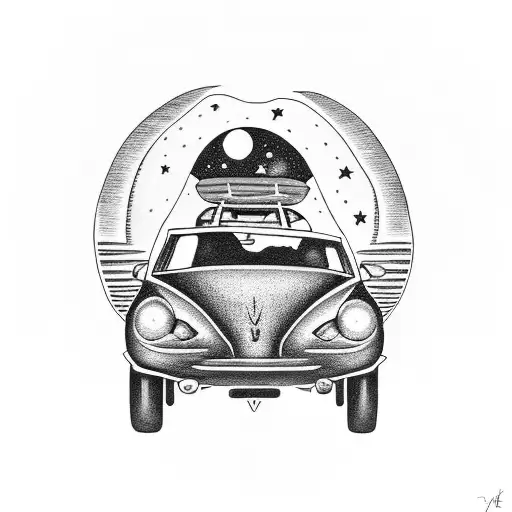 Four Girls In A Car Under The Stars