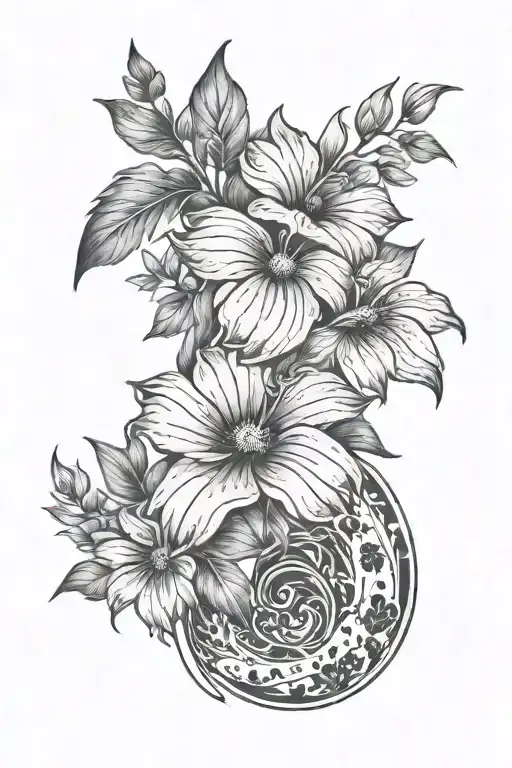 Forearm Tattoo Wildflowers Winding Up Arm With A Single Dog Paw Print