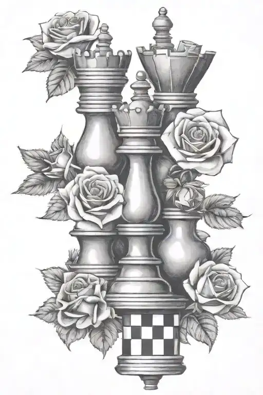Roses And Chess Pieces