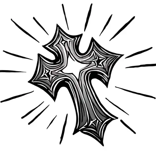 Cross With Star Glowing Behind It