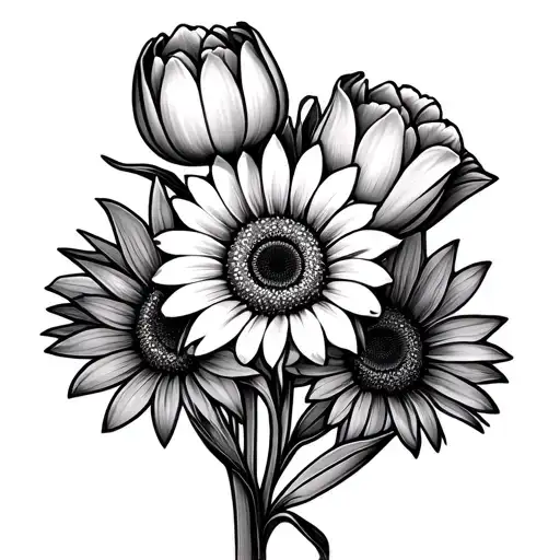 Tulips And Gerber Daisys Fine Line