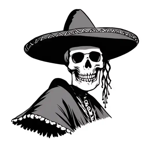 Skeleton With Sombrero And Pancho