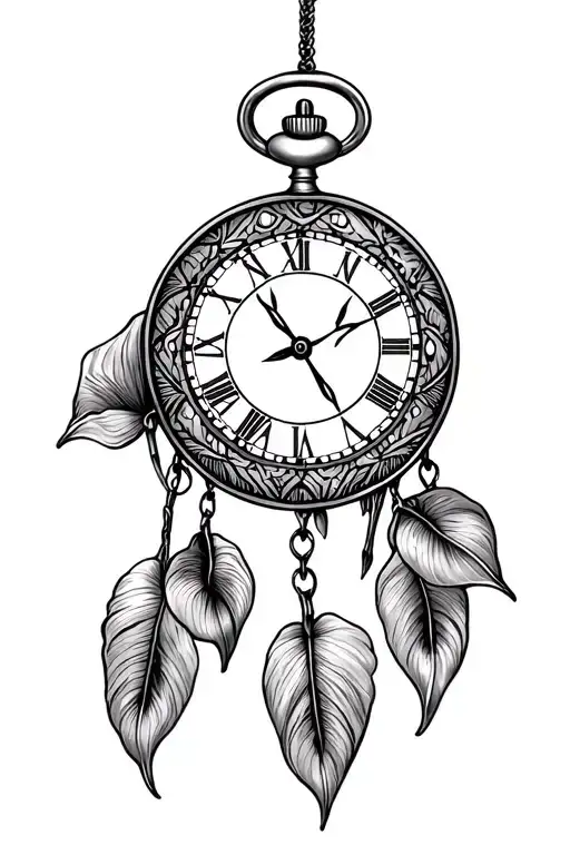 Native American Dreamcatcher Calla Lillies Pocket Watch