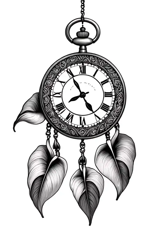 Native American Dreamcatcher 3 Calla Lillies Pocket Watch