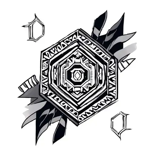 Aztec Sleave With It Split By A Hexagon Patern Inspired