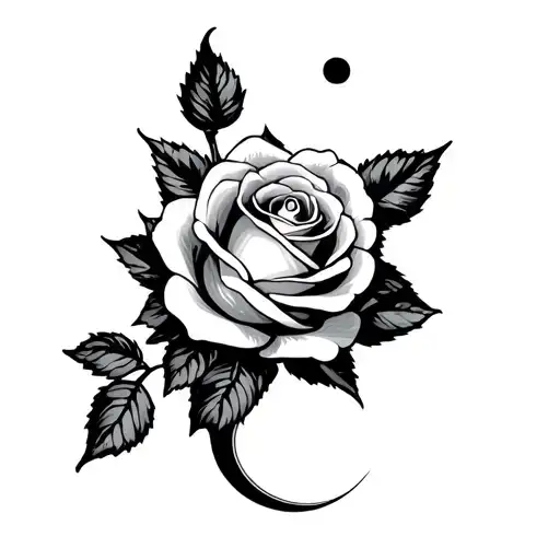 Rose With Stem With Moon At The Bottom