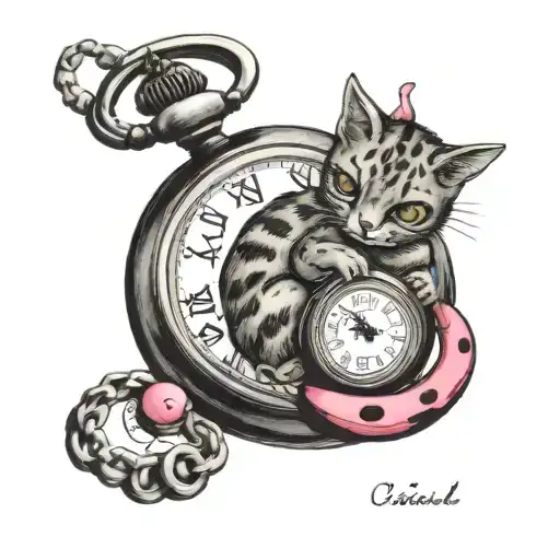 Pink Ladybug Cat Pocket Watch Two First Names