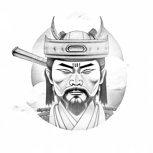 Samurai Warrior Meditating Under A Full Moon