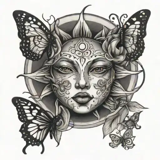 Female Sun With Small Butterfly Perched