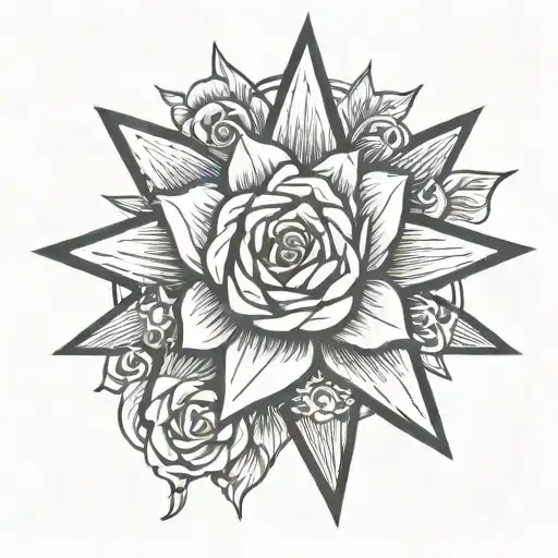 Rose 7 Pointed Star Sign