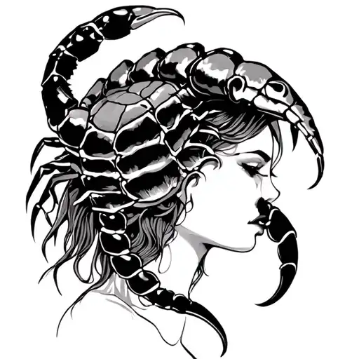 Lady With Scorpion Head Piece Incorporating Elements