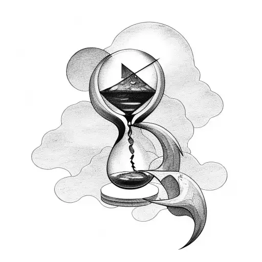 An Hourglass With A Storm Above And A Sunny Landscape Below