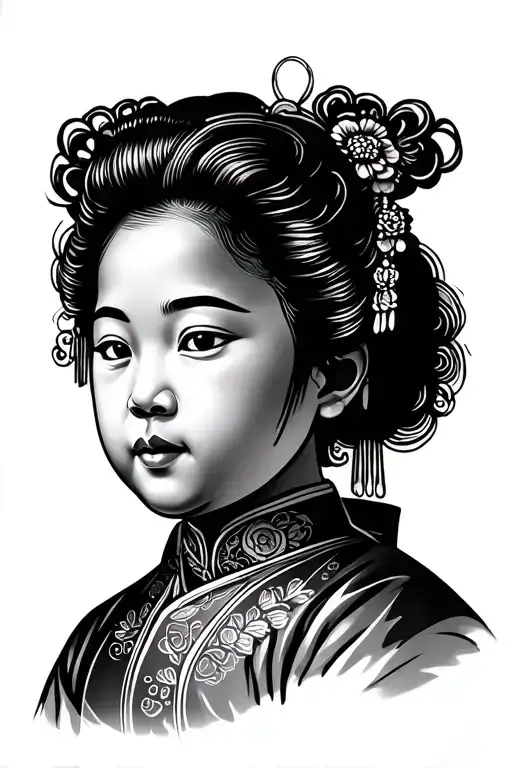 A Mao Child Given With A Lady And A Background