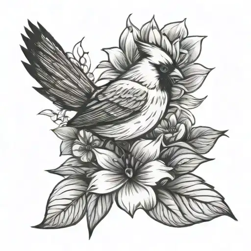 Flower Armband With Cardinal Bird