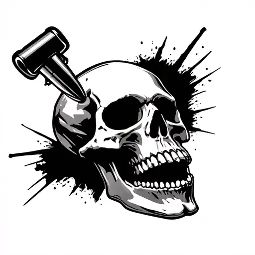 Skull Being Shot By A Bullet