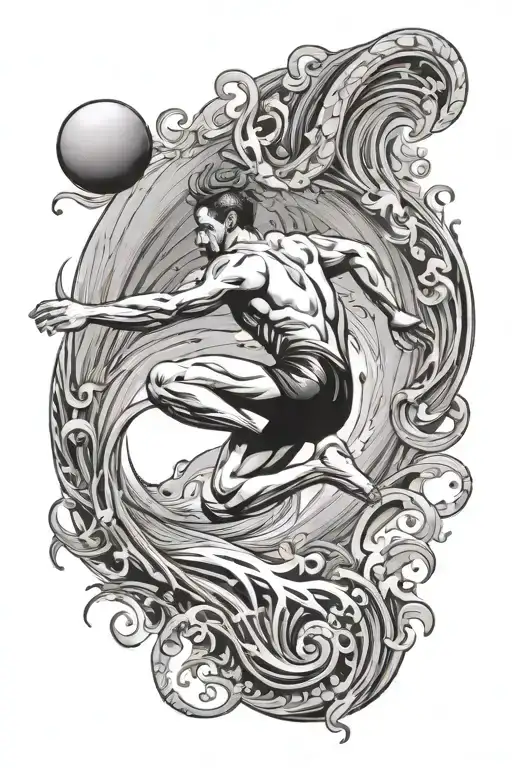 An Intricate Design Of A Swimmer Diving Into The Ocean
