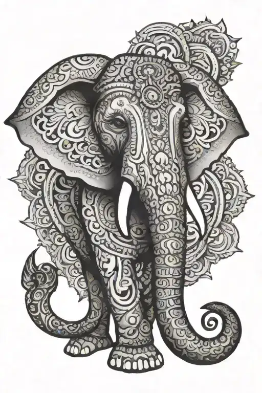 Elephant Head Mandala Design