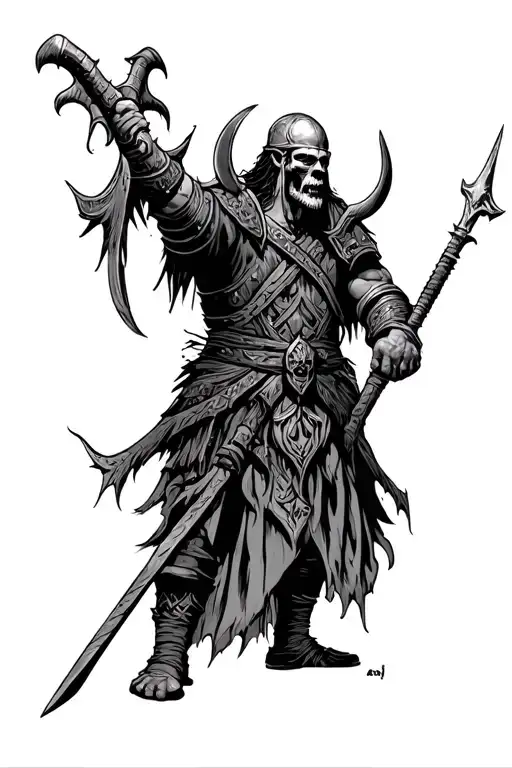 Viking Warrior And Death