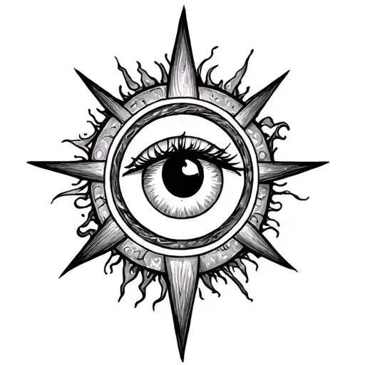 A Circle With Six Pointed Star Around It And Squiggly Lines Heading Towards The Eye In The Center