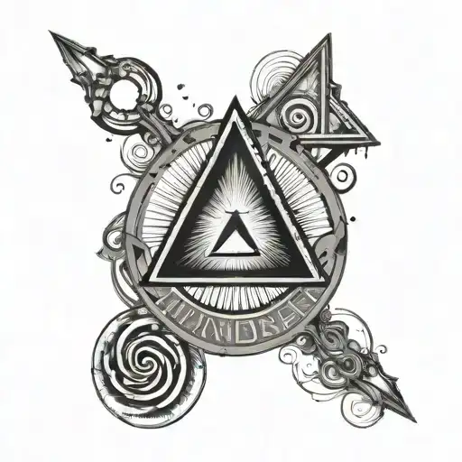 Triangle Shape With A Circle Inside And A Wand Splitting The Triangle And Circle Vertically In Half