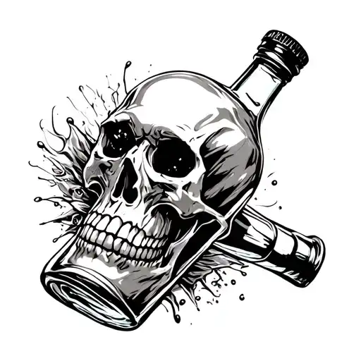 Toten Skull In Vodka Bottle