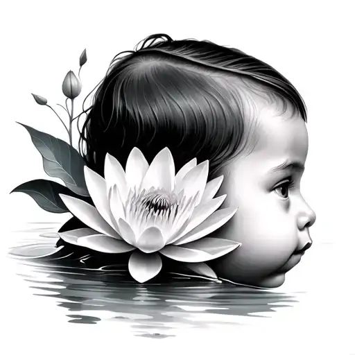 Baby Face Profile And Water Lilly