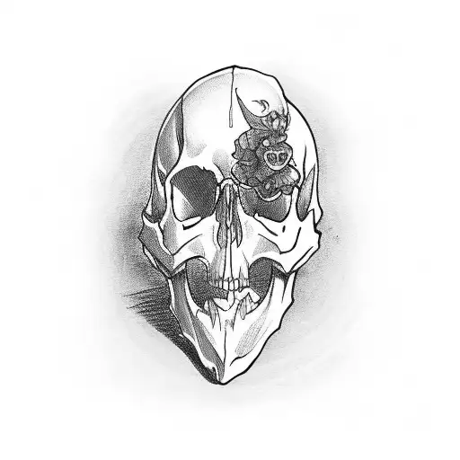 A Coffin With A Skull Cute Drawing