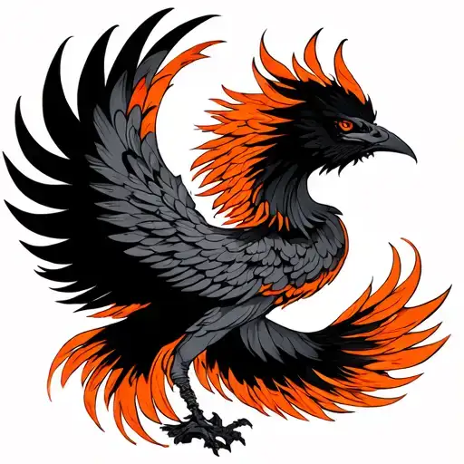 Black Phoenix With Orange