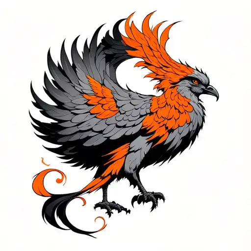 Fine Line Black Phoenix With Orange