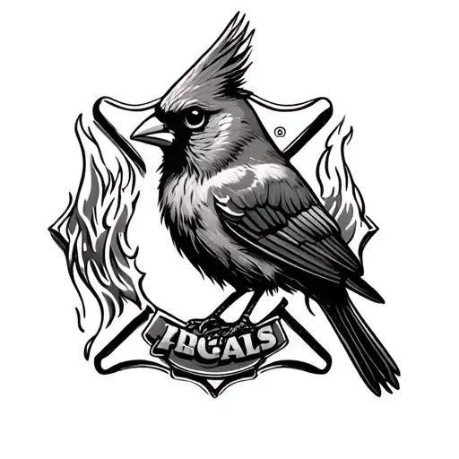 Cardinal With Fire Badge Etched
