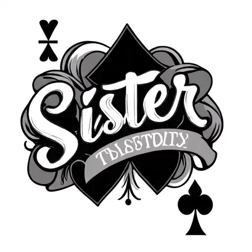Word Sister Tattoo Featuring Card Suites