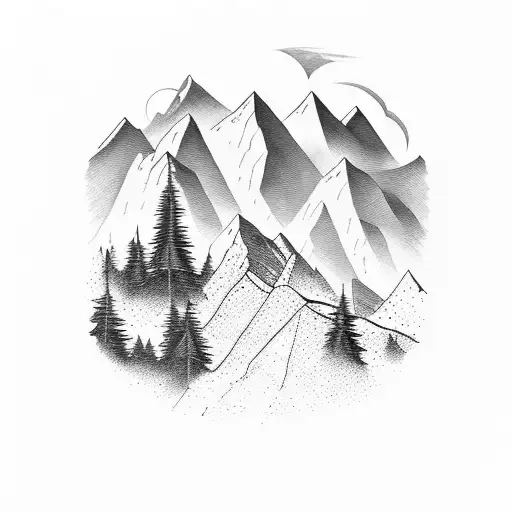 A Majestic Mountain Range Emerging From A Dense Forest