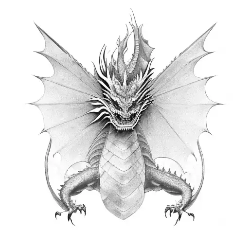 Dragon Front View Open Wings